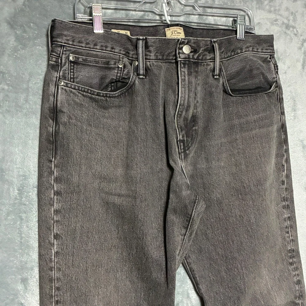 J Crew 770 Gray Wash Straight Taper‎ Jeans Men's 35x32 Distressed